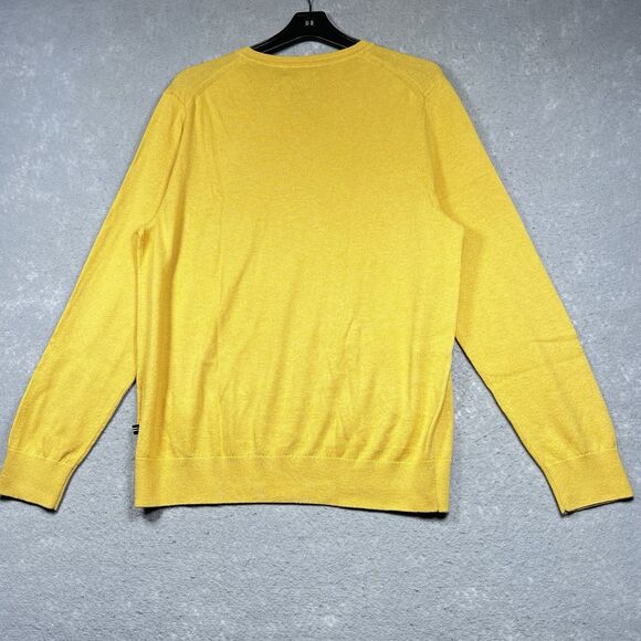 Nautica Sweater Mens Medium Yellow Lightweight Navtech Jersey V-Neck Sweater NWT - Picture 8 of 11